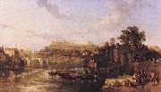 David Roberts View on the Tiber Looking Towards Mounts Palatine and Aventine oil on canvas